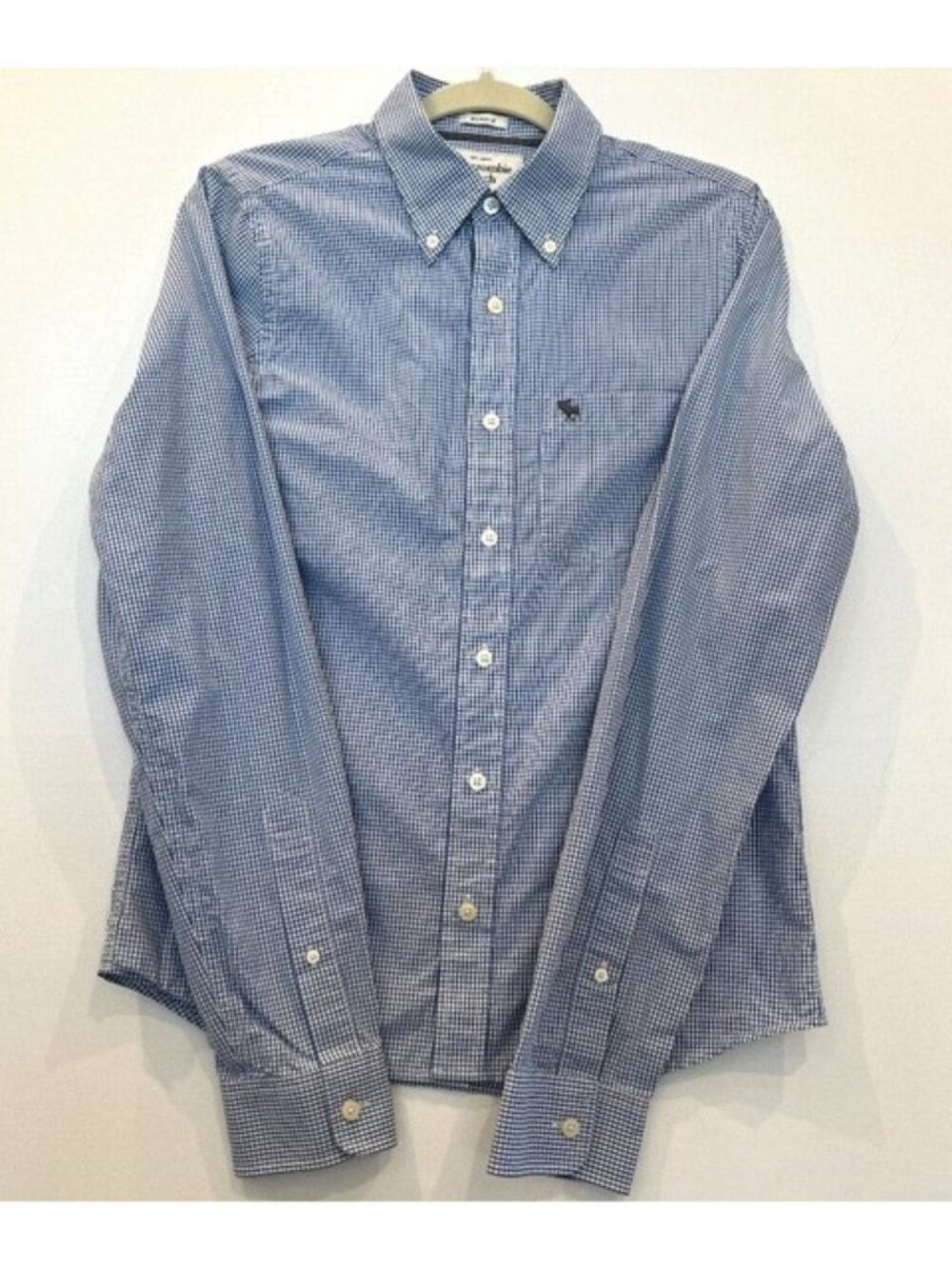 Abercrombie & Fitch Men's Muscle Button Down Shirt Medium Blue/White Preppy
